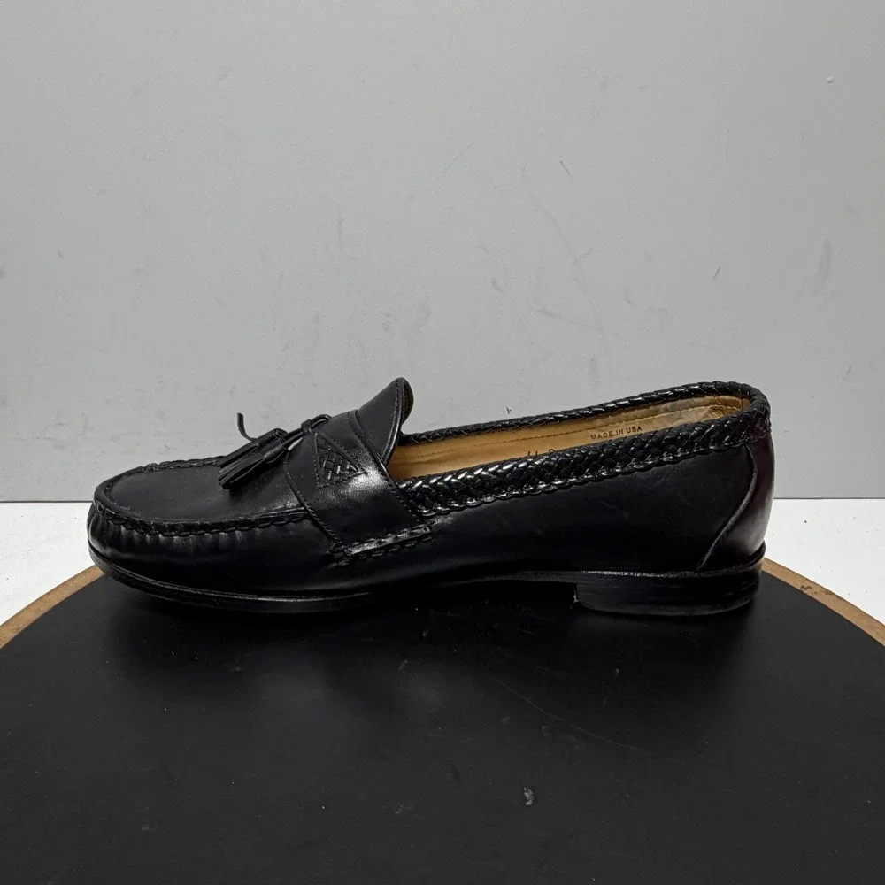 Allen Edmonds Maxfield Loafers Men 11 Tassel Braided Slip On Black Quiet‎ Luxury